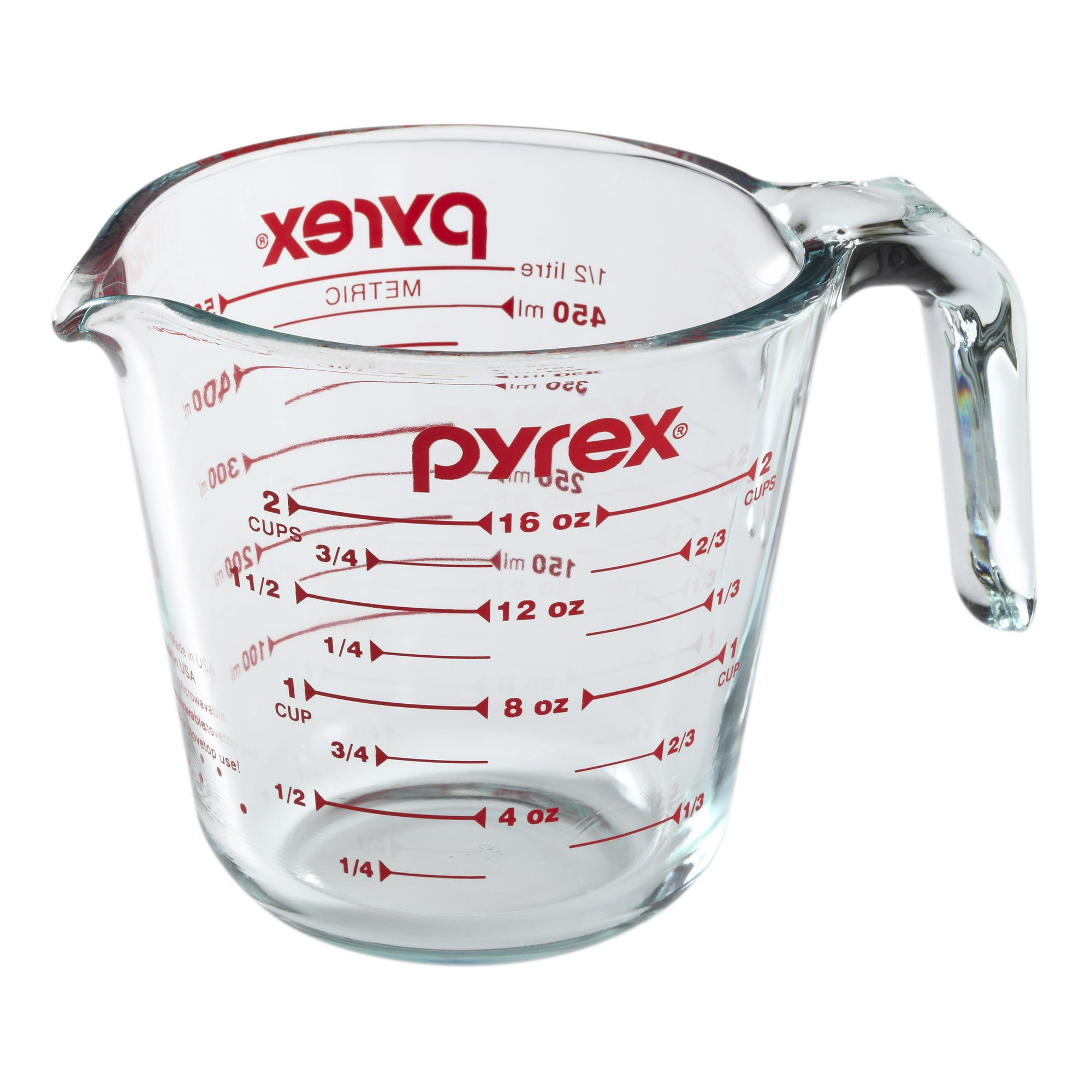 Measuring Cup, Glass, 2-Cup Measuring Cup with Red Graphics, Pyrex