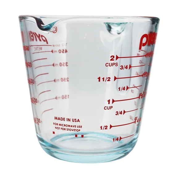 Measuring Cup, Glass, 2-Cup Measuring Cup with Red Graphics, Pyrex