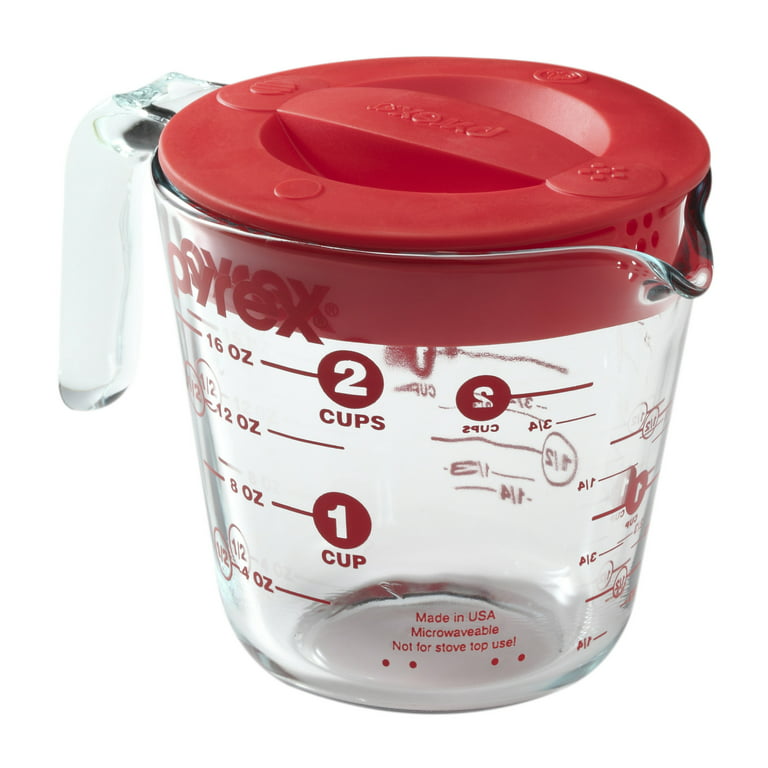 Pyrex Prepware 4-cup Measuring Cup, Red Graphics, Clear
