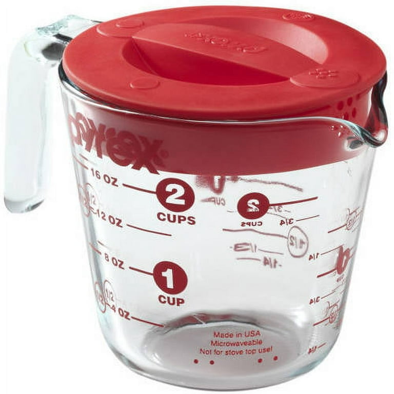 Pyrex 2 Cup Measuring Cup with Red Lid