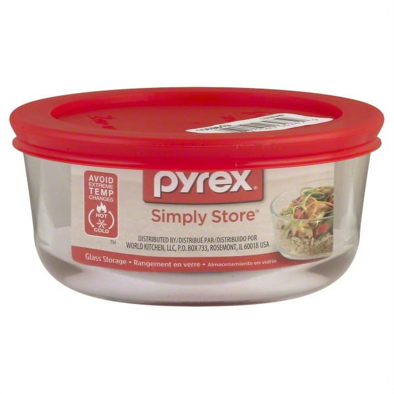 Pyrex 2-cup Glass Food Storage Container with Red Lid