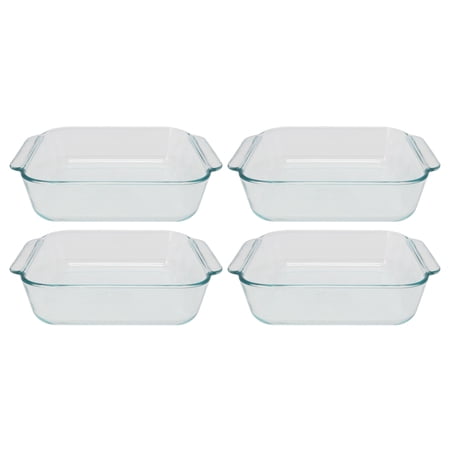 Pyrex 222 2-Quart Square Clear Glass Casserole Baking Dish (4-Pack)