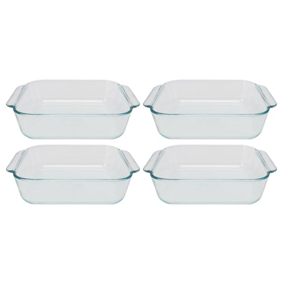 Pyrex 222 2-Quart Square Clear Glass Casserole Baking Dish (4-Pack)