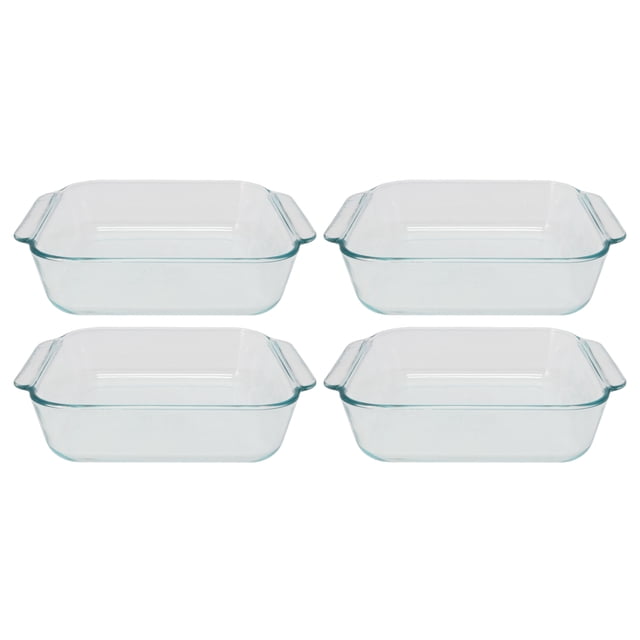 Pyrex 222 2-Quart Square Clear Glass Casserole Baking Dish (4-Pack ...