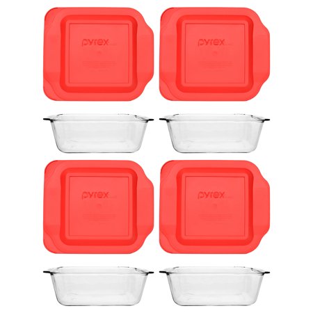 Pyrex 222-D 2.5 Qt Deep Glass Baking Dish & 222-PC 2qt Lid (4-Pack)