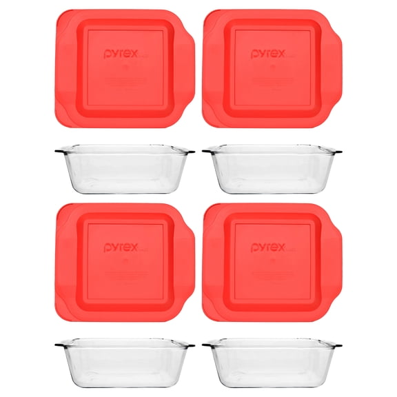 Pyrex 222-D 2.5 Qt Deep Glass Baking Dish & 222-PC 2qt Lid (4-Pack)
