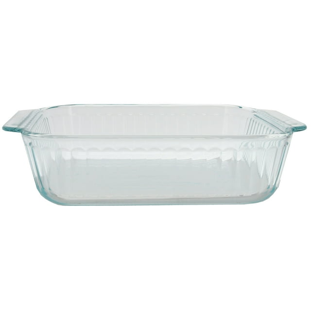 Pyrex 222SC 2qt Sculpted Square Clear Glass Food Storage Casserole Baking Dish