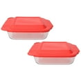 thumbnail image 1 of Pyrex 222 Square 2qt Glass Baking Dish with 222-PC Red Plastic Lid Cover (2-Pack), 1 of 6