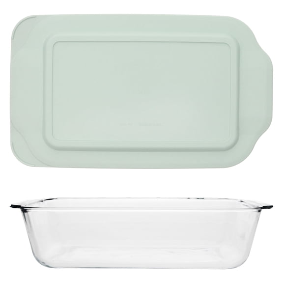 Pyrex 232-D 3Qt Deep Glass Baking Dish and 232-PC Sage Green BPA-Free Plastic Lid