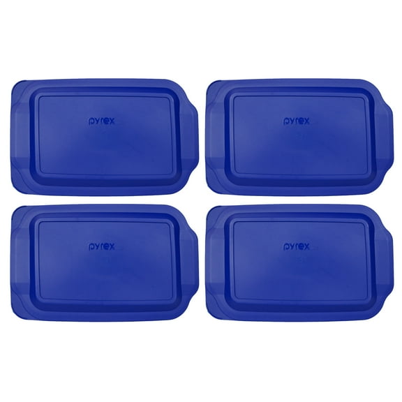 Pyrex 233-PC Blue Plastic Rectangle Storage Replacement Lid Cover (4-Pack)