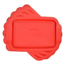 Pyrex 233-PC Red Plastic Rectangle Storage Replacement Lid Cover (4-Pack)