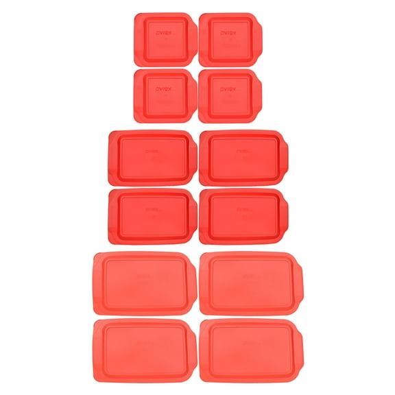 Pyrex 234-PC 4qt Red Lid, Pyrex 233-PC 3qt Red Lid, and Pyrex 222-PC 2qt Red Lid (4-Pack)