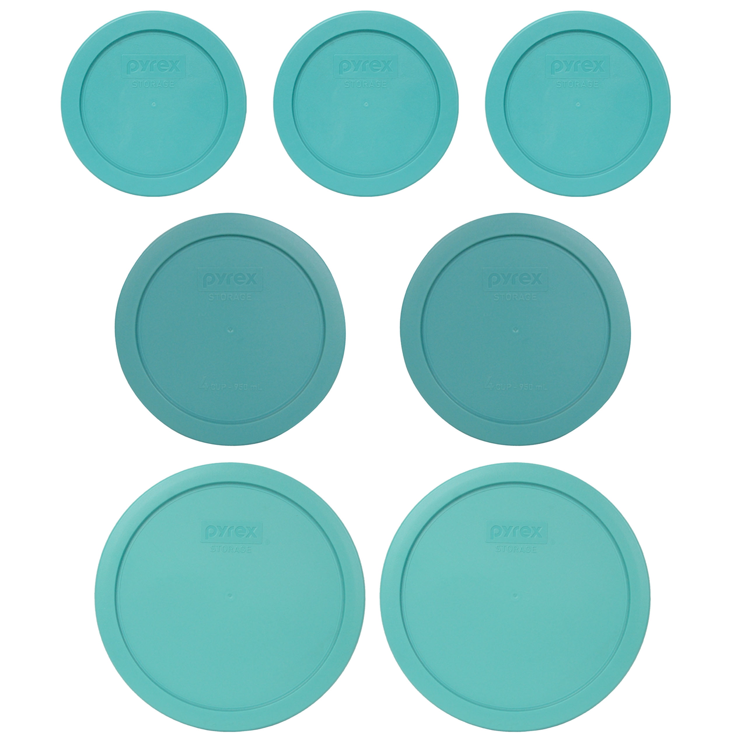Pyrex (3) 7200PC, (2) 7201PC, & (2) 7402PC Turquoise Food Storage