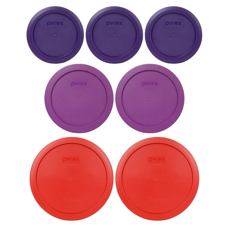Pyrex Poppy Red Plastic Storage Lids (3-Pack Each Of 3 Sizes: 2-Cup, 4-Cup, 6/7-Cup)