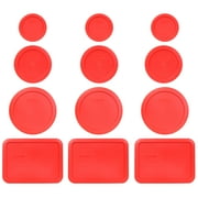 Pyrex (3) 7202-PC 1-Cup (3) 7200-PC 2-Cup, (3) 7201-PC 4-Cup, and (3) 7210-PC 3-Cup Red Replacement Lids