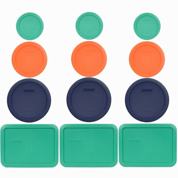 Pyrex (3) 7202-PC, (3) 7200-PC, (3) 7201-PC, and (3) 7210-PC Plastic Storage Replacement Lids