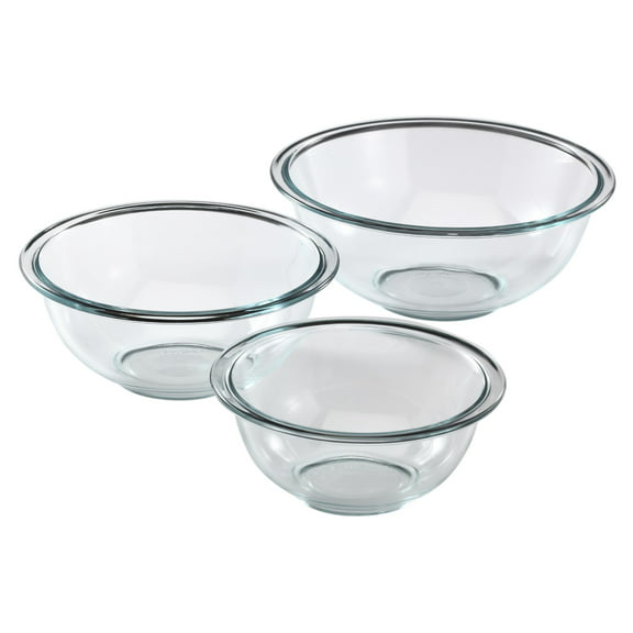Pyrex 3-Piece Glass Mixing Bowl Set, Dishwasher Safe