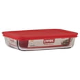 thumbnail image 1 of Pyrex 3-cup Rectangular Glass Food Storage Container with Red Lid, 1 of 5