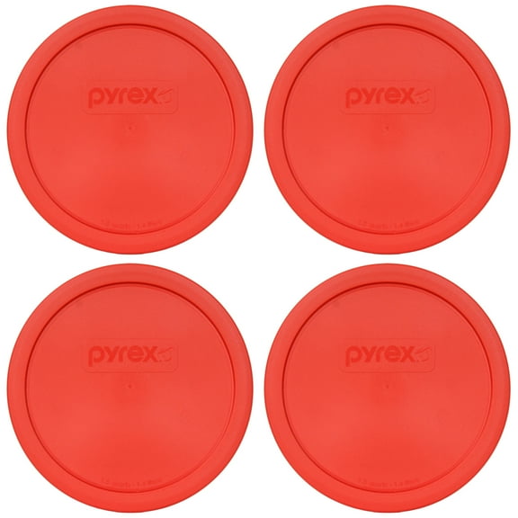 Pyrex 323-PC Red Plastic Round Food Storage Replacement Lid Cover (4-Pack)