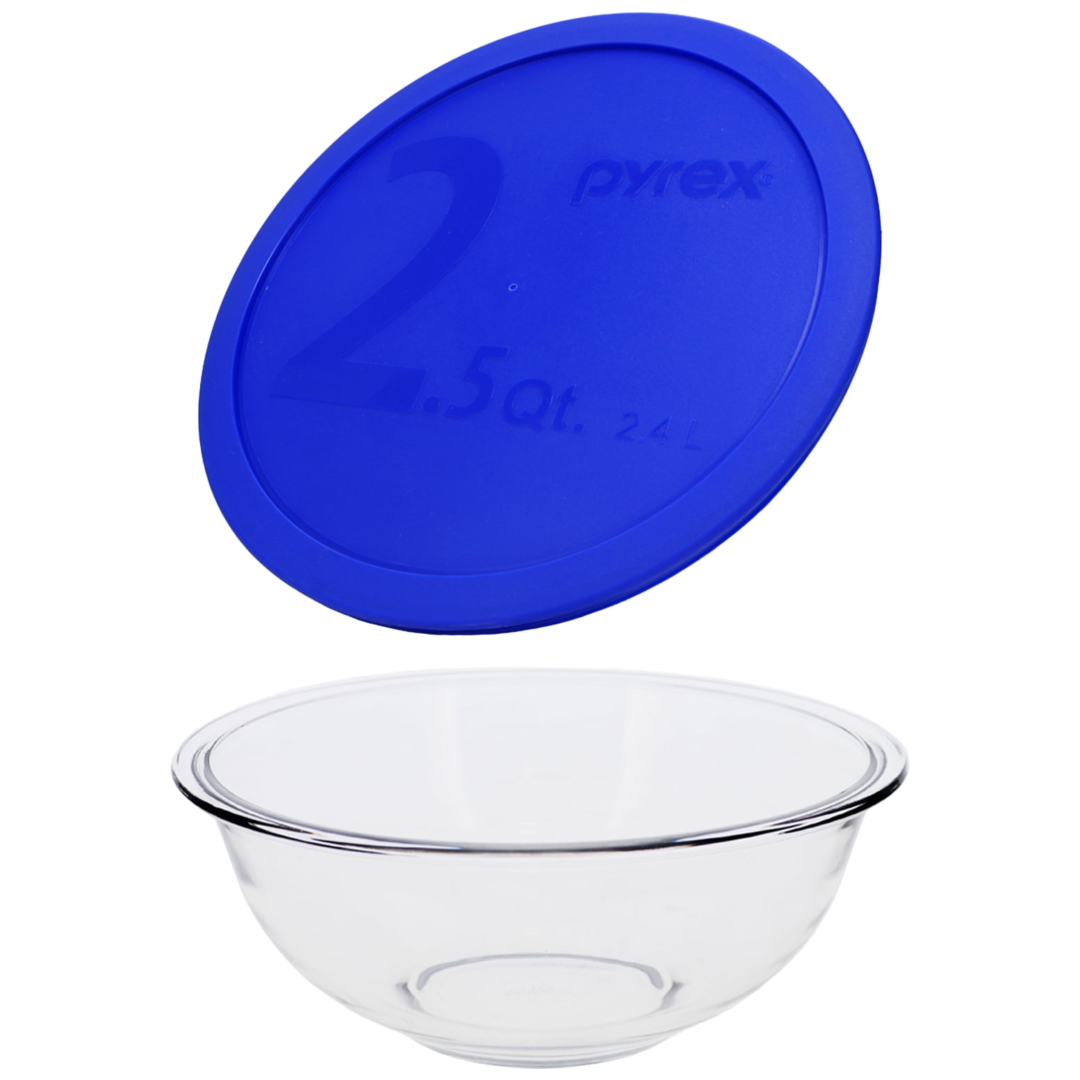 Pyrex 325 2.5Qt Glass Mixing Bowl with 325-PC Blue Replacement Lid ...