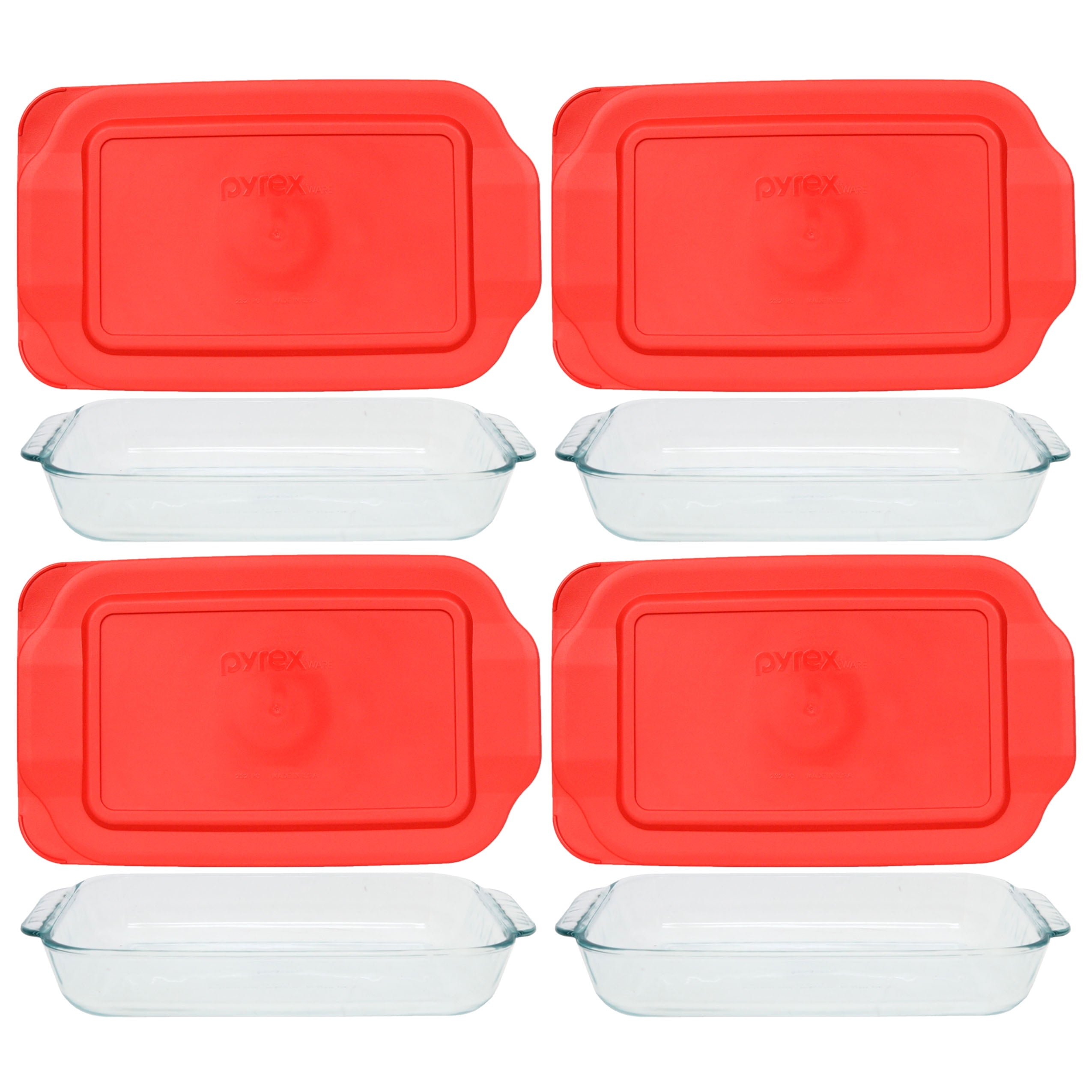 Pyrex 232 2-Quart Glass Baking Dish & 232-PC Red Lid (4-Pack) - Walmart.com