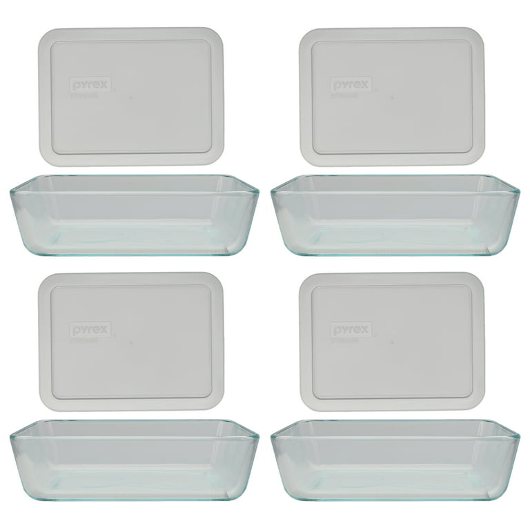 Pyrex (4) 7210 3-Cup Clear Glass Food Storage Dishes and (4) 7210