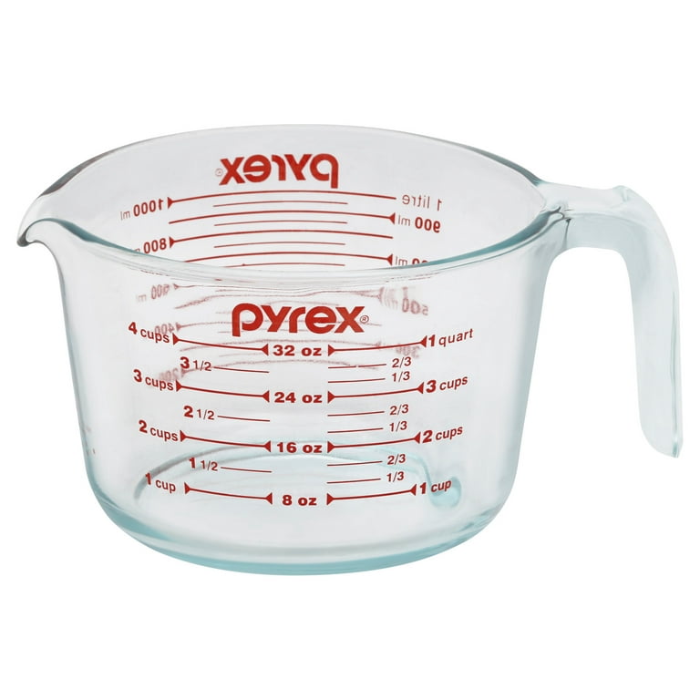 Pyrex 3 Piece Glass Measuring Cup Set, Includes 1-Cup, 2-Cup, and