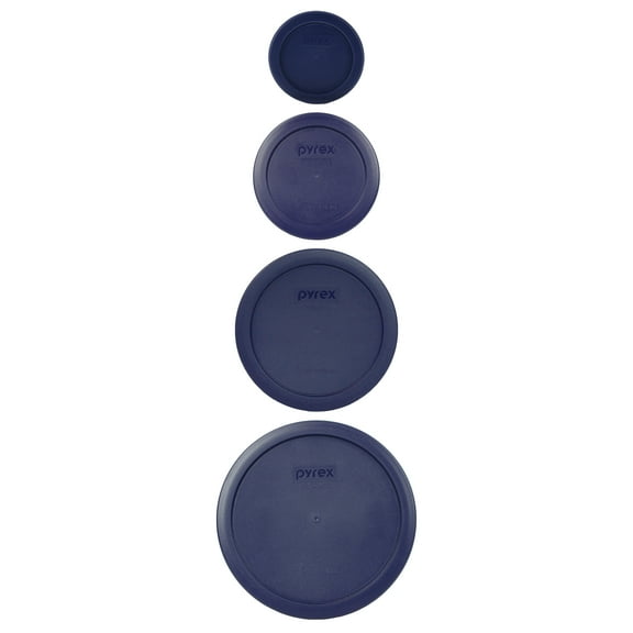 Pyrex (4) Lid All Blue Bundle for 1, 2, 4 and 7-Cup Glass Bowls