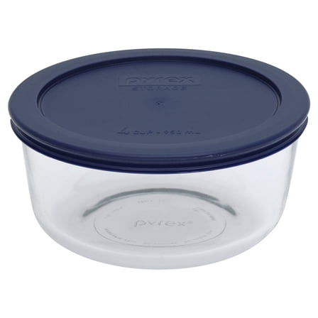 Pyrex Rectangle Glass Containers Pyrex, Food Storage Container, 6-Cup, Rectangular Glass with Blue Lid ...