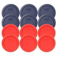 thumbnail image 1 of Pyrex (6) 7202-PC 1-Cup Round Red Lids & (6) 7202-PC 1-Cup Blue Lids, 1 of 3