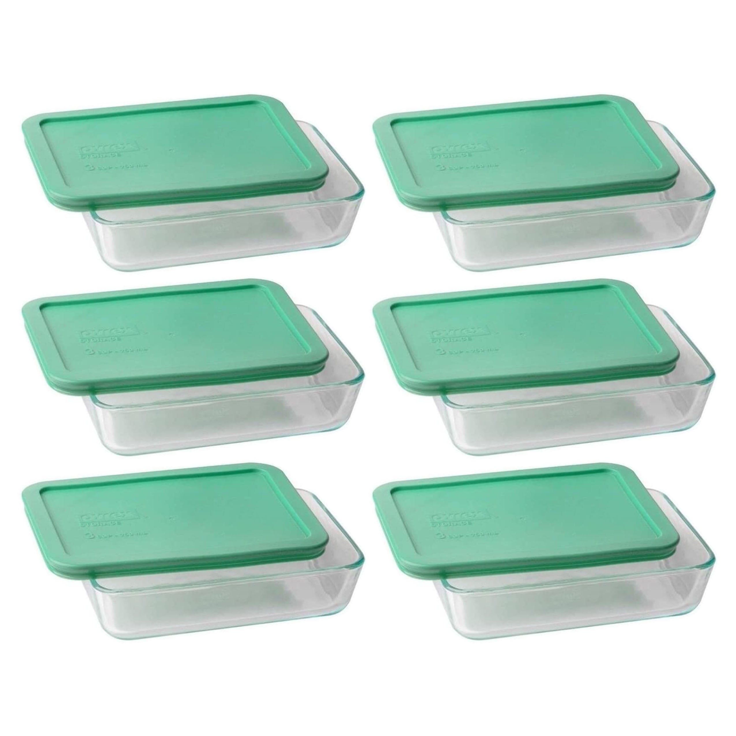  Pyrex 3-cup Rectangle Glass Food Storage Containers With White Plastic  Lids.Use For Lunch Box, Storage Food,And Baking Dish (pack of 6 Glass  Containers)) Made in the USA