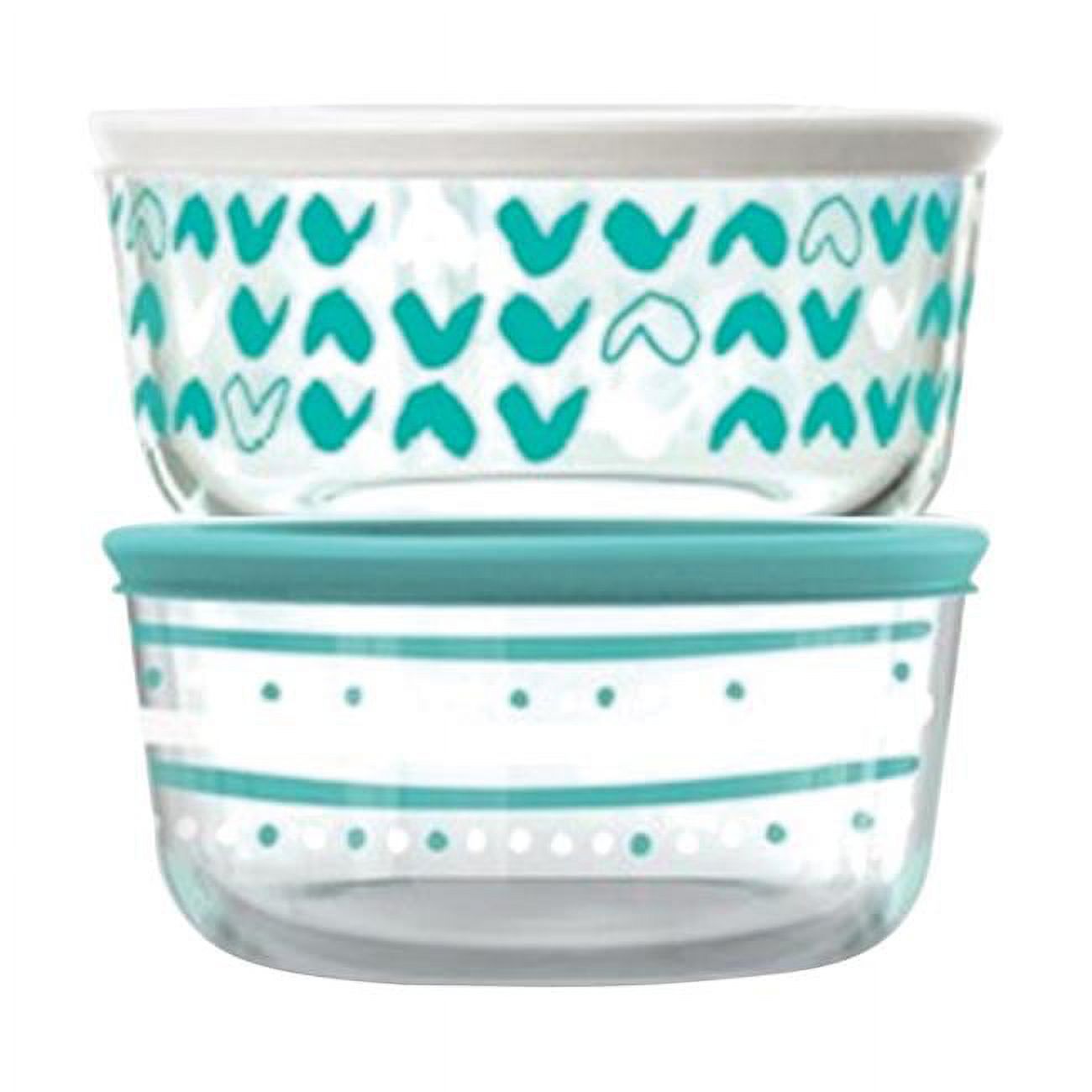 Pyrex 6879902 4 Cups Food Storage Container Set - Clear&#44; Turquoise & White - 2 per Pack & Pack of 4 - image 1 of 1