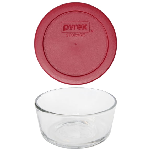 Pyrex 7200 2-Cup Glass Bowl & 7200-PC Sangria Red Lid