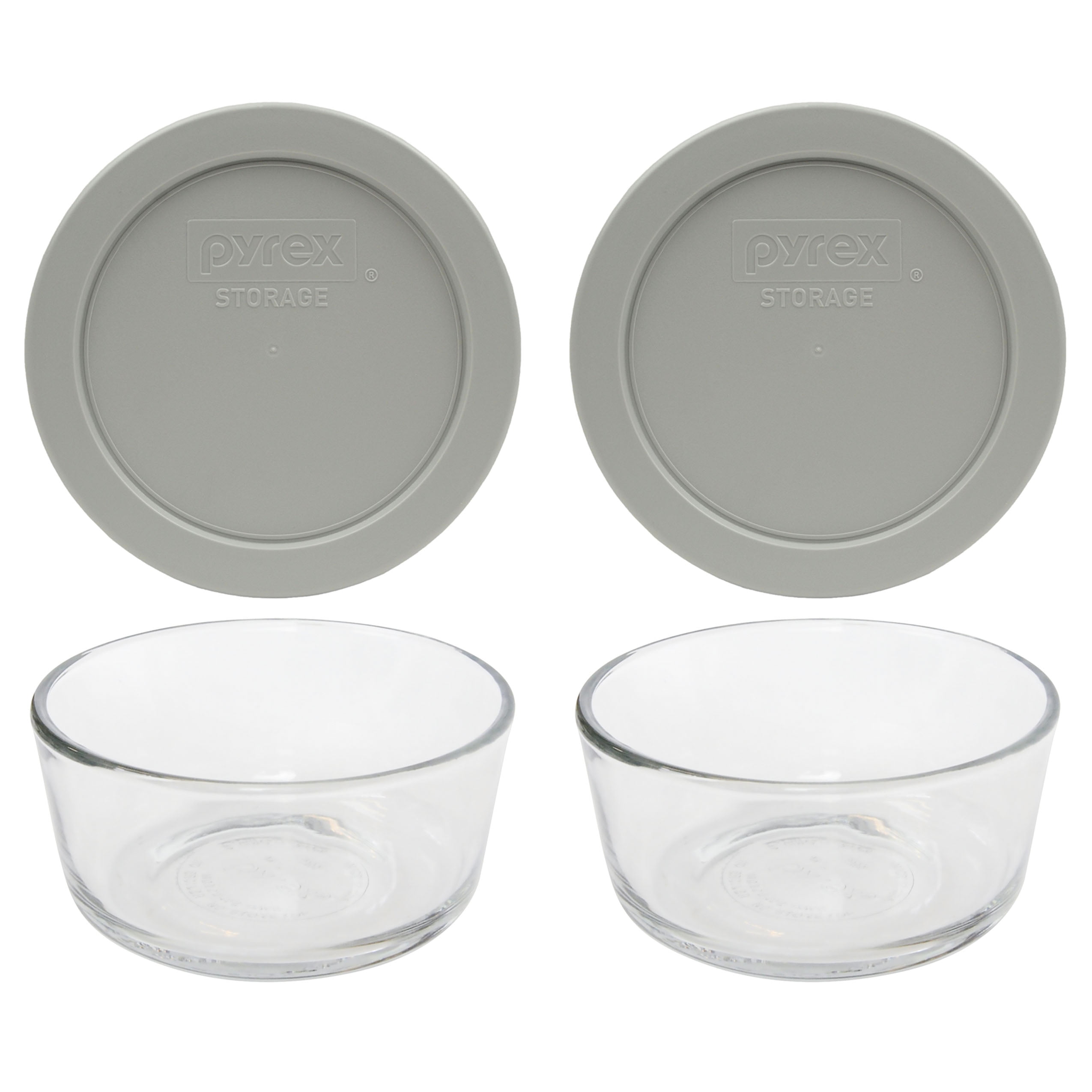 Pyrex Simply Store 7200 2-Cup Glass Food Storage Bowl with 7200-PC Orange Plastic Lid (4-Pack)