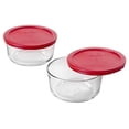 thumbnail image 1 of Pyrex 7200 2-Cup Glass Food Storage Bowl and 7200-PC Red Plastic Lid Cover (2-Pack), 1 of 4
