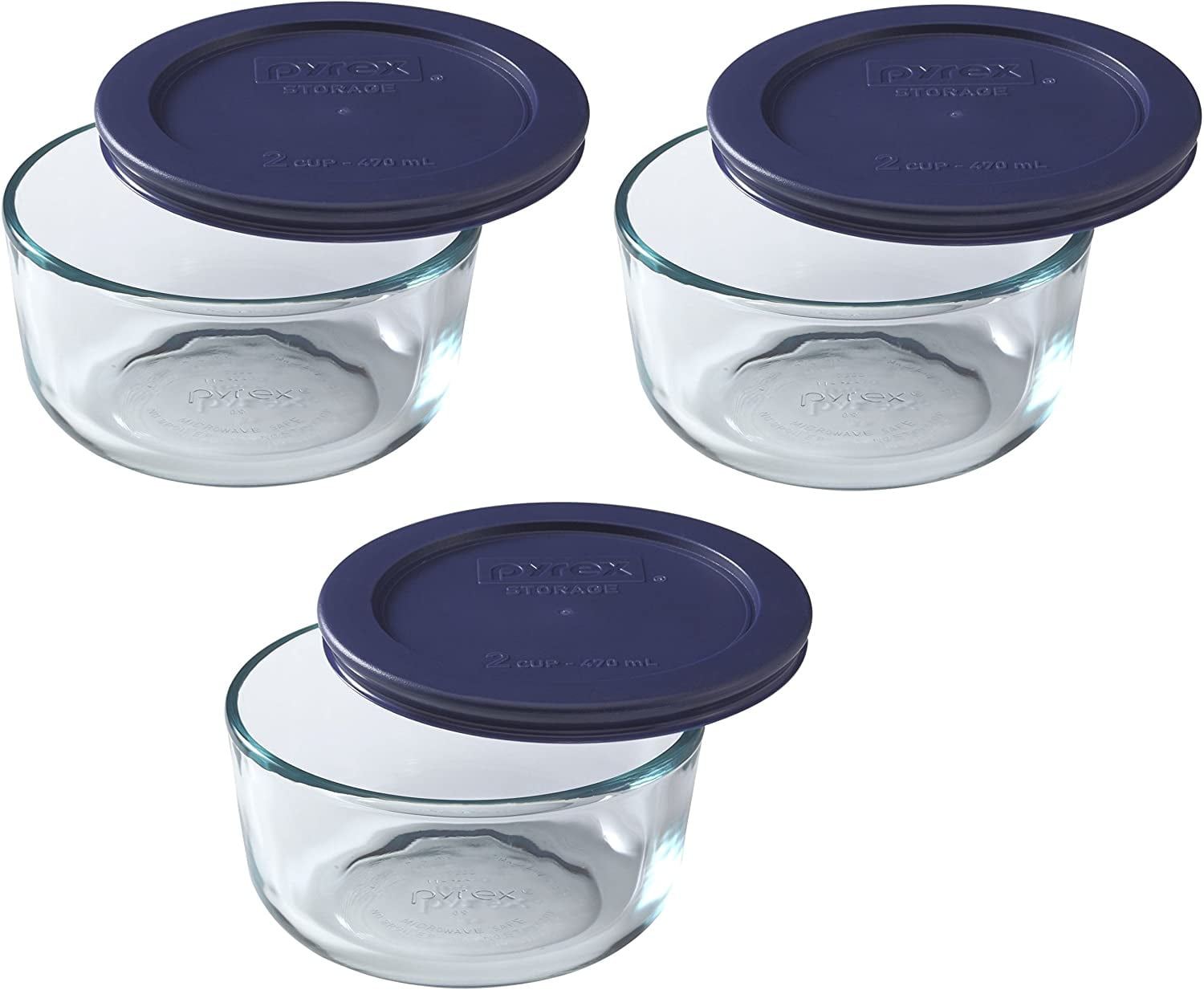 PYREX COOK & GO AIRTIGHT GLASS FOOD STORAGE CONTAINERS WITH BLUE PLASTIC LID