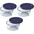 thumbnail image 1 of Pyrex 7200 2-Cup Glass Bowls & 7200-PC Blue Lids (3-Pack) - Made in the USA, 1 of 3