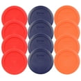 thumbnail image 1 of Pyrex 7200-PC (4) Dark Blue, (4) Orange, and (4) Red Plastic Replacement Lid Covers, 1 of 7