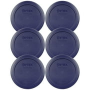 Pyrex 7200-PC Blue Round Plastic Food Storage Replacement Lid Cover (6-Pack)