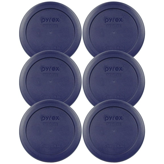 Pyrex 7200-PC Blue Round Plastic Food Storage Replacement Lid Cover (6-Pack)