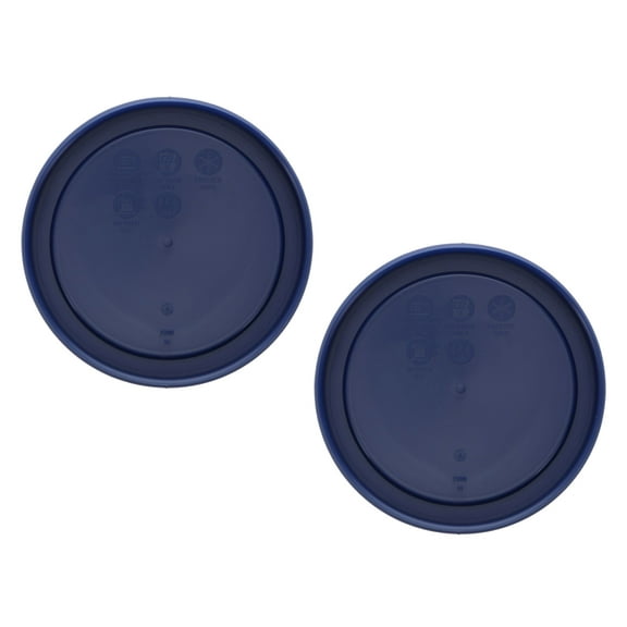 Pyrex 7200-PC Blue Round Plastic Replacement Storage Lid Cover (2-Pack)