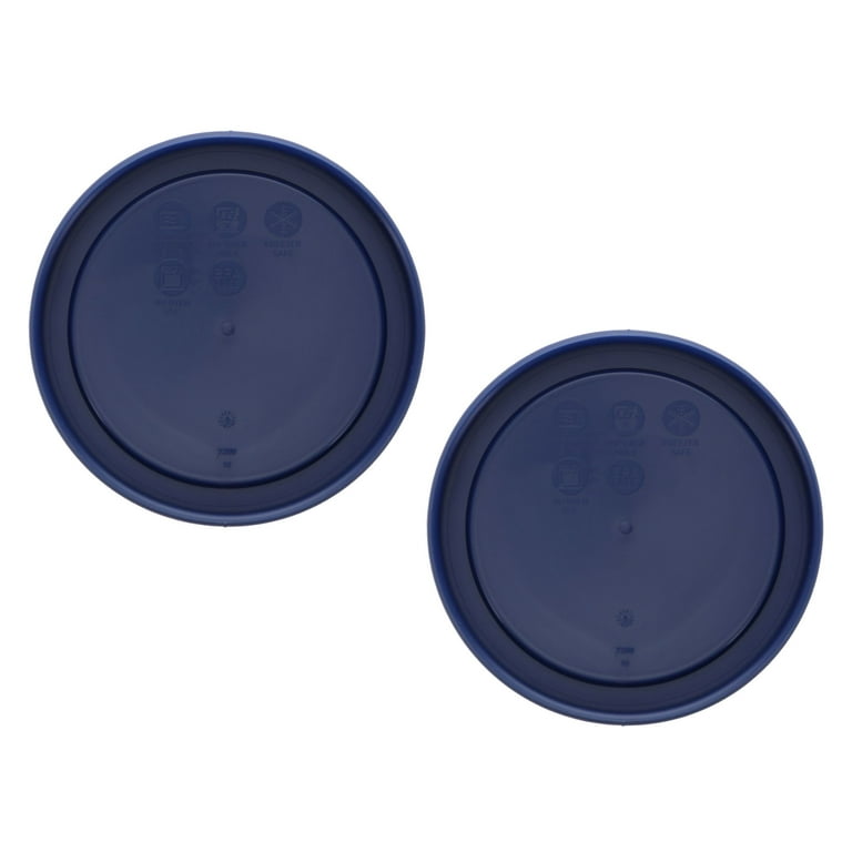 Pyrex 7200-PC Blue Plastic Replacement Lids, 2-Cup, Round, 2-Pack