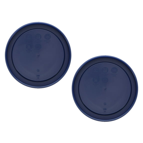 Pyrex 7200-PC Blue Round Plastic Replacement Storage Lid Cover (2-Pack)