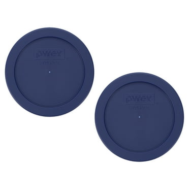 Pyrex 7200-PC Blue Round Plastic Replacement Storage Lid Cover (2-Pack)