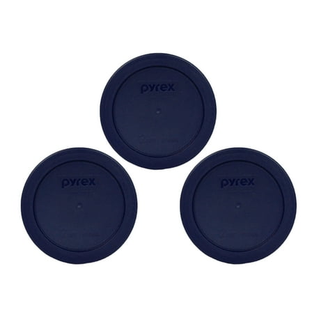 Pyrex 7200-PC Blue Round Plastic Replacement Storage Lid Cover (3-Pack)