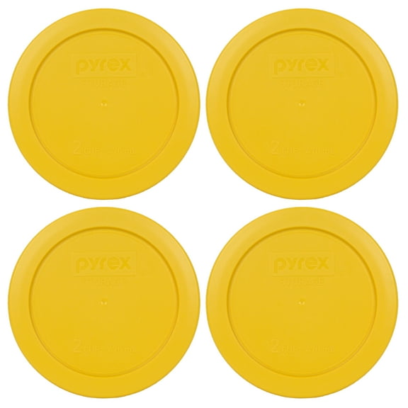 Pyrex 7200-PC Butter Yellow Plastic Food Storage Replacement Lid Cover (4-Pack)