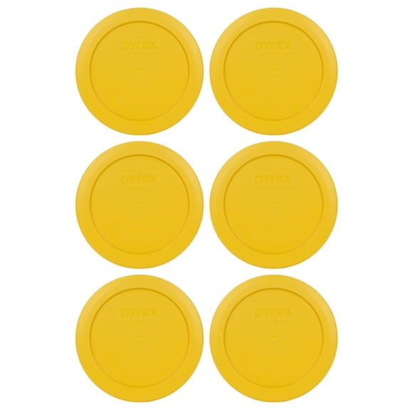 Pyrex 7200-PC Butter Yellow Plastic Food Storage Replacement Lid Cover (6-Pack)