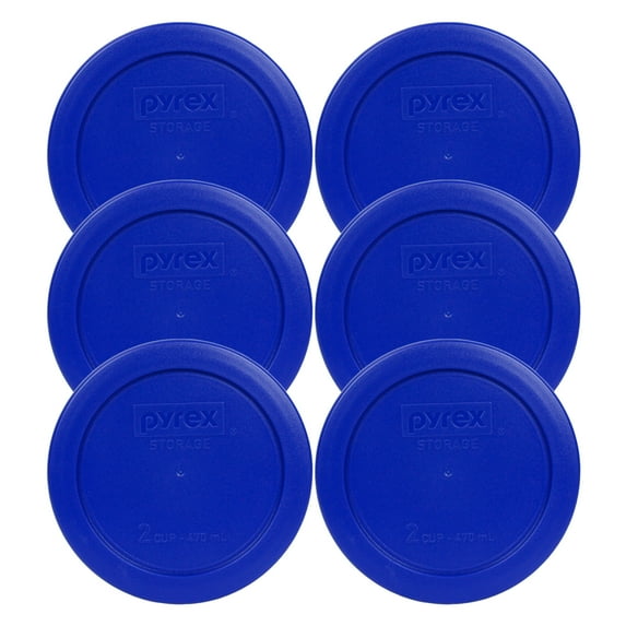 Pyrex 7200-PC Cadet Blue Round Plastic Food Storage Replacement Lid Cover (6-Pack)