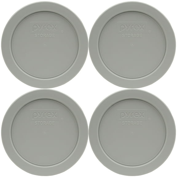Pyrex 7200-PC Jet Gray Round Plastic Storage Replacement Lid Cover (4-Pack)