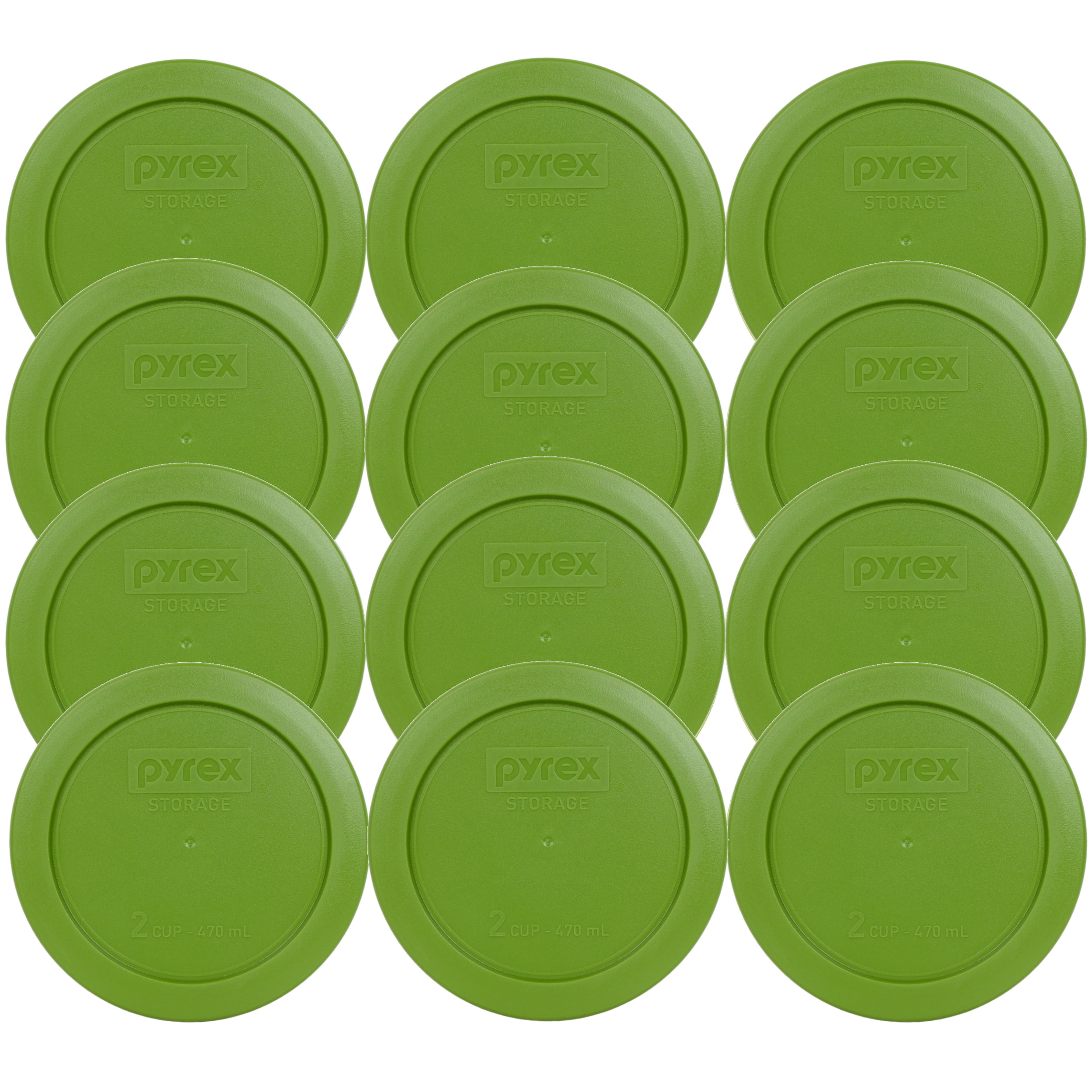 Pyrex 7200PC Lawn Green Plastic Food Storage Lid Cover (12Pack